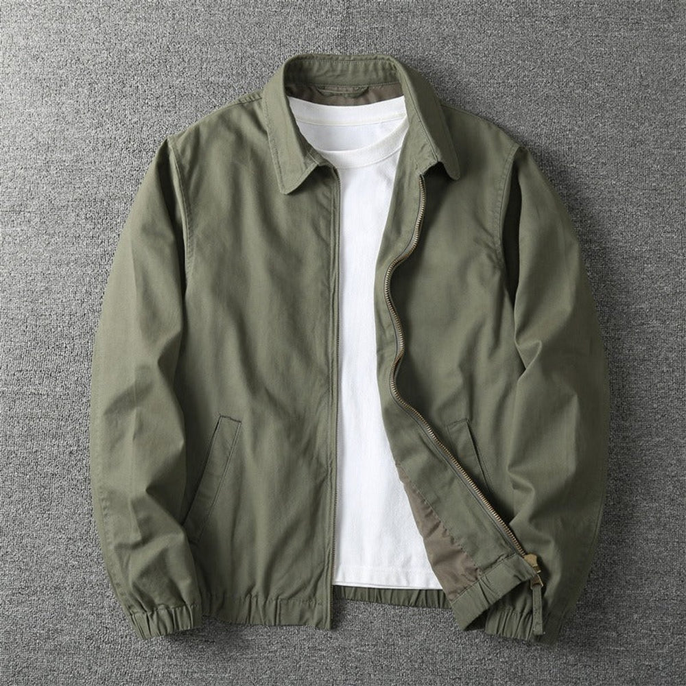 Men's Winter Coat Lightweight Zip-Up Bomber Jacket - Khaki