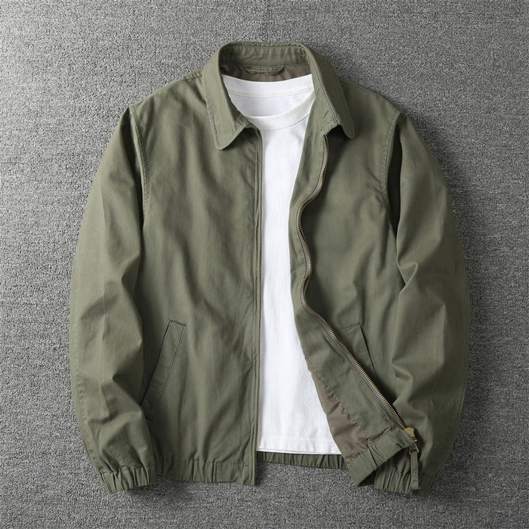 Men's Winter Coat Lightweight Zip-Up Bomber Jacket - Khaki