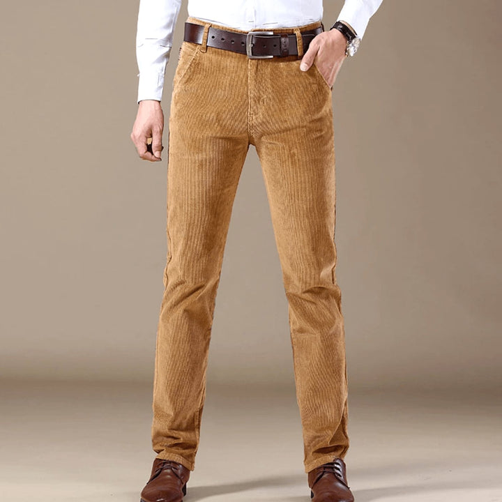 Men's Winter Season Slim-Fit Corduroy Straight-Leg Pants - Beige