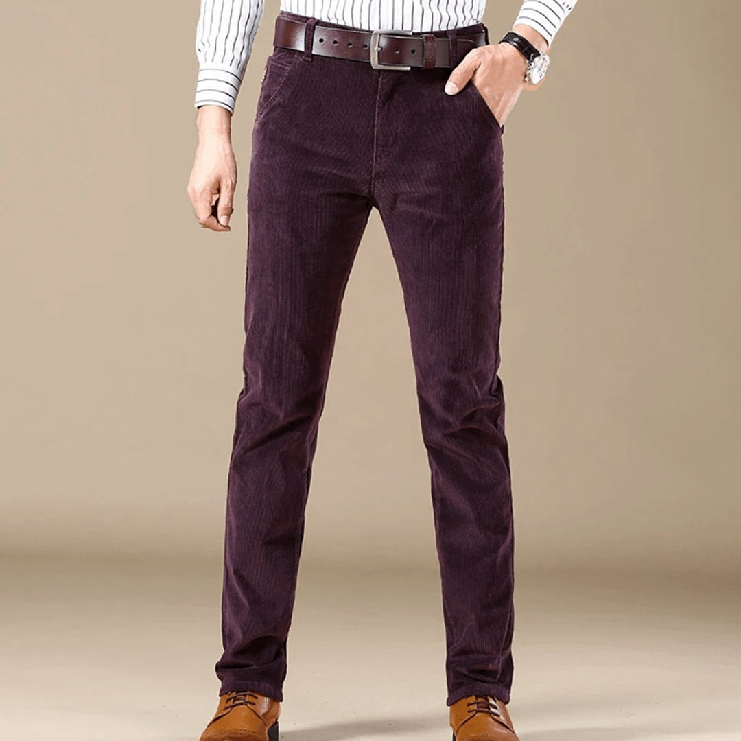 Men's Winter Season Slim-Fit Corduroy Straight-Leg Pants - Purple