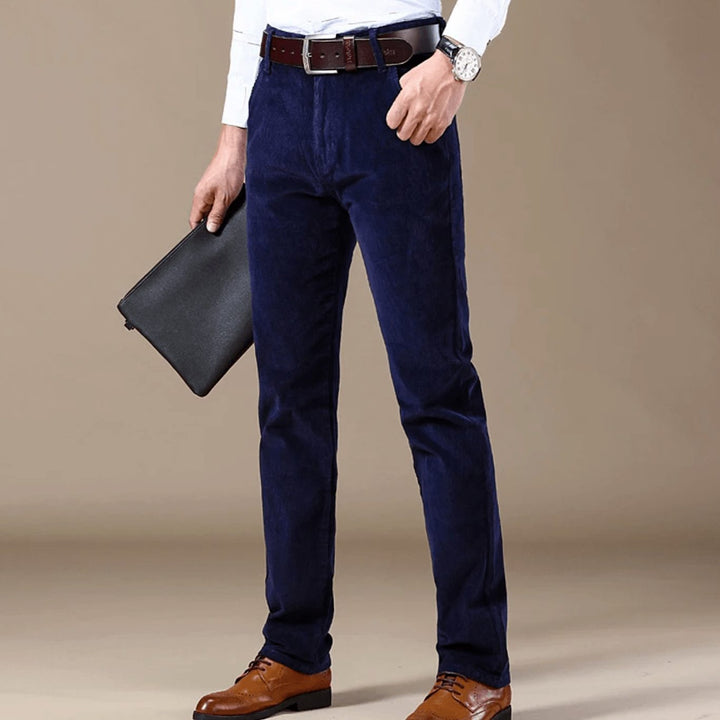 Men's Winter Season Slim-Fit Corduroy Straight-Leg Pants - Blue