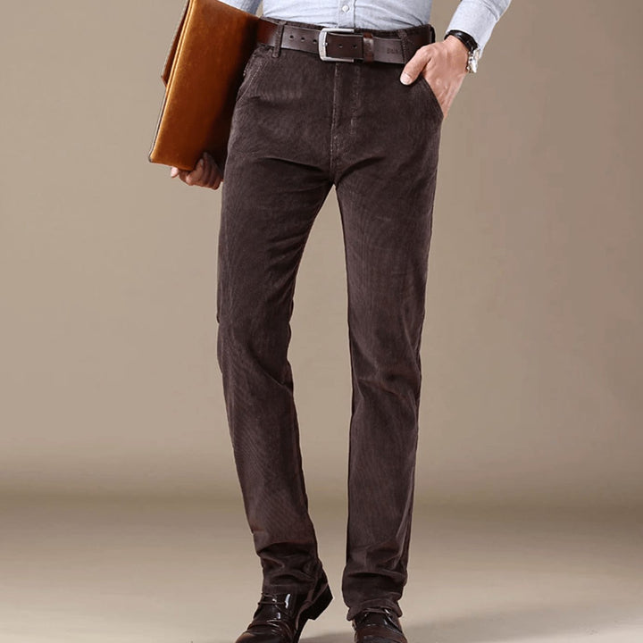 Men's Winter Season Slim-Fit Corduroy Straight-Leg Pants - Dark Brown