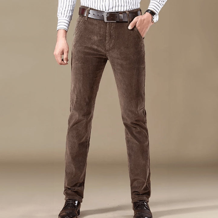 Men's Winter Season Slim-Fit Corduroy Straight-Leg Pants - Light Brown