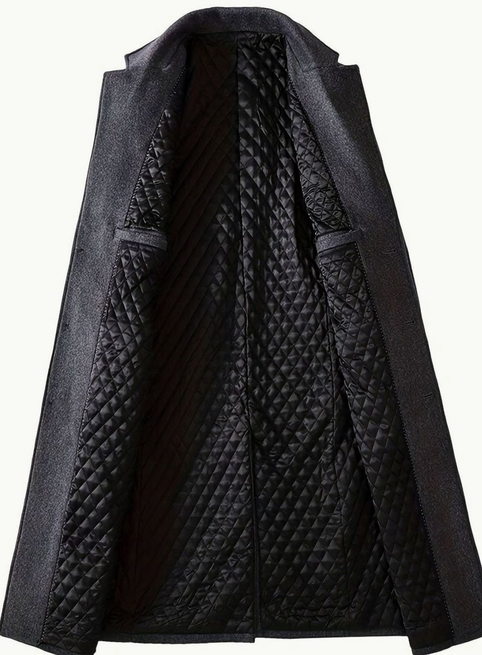 Men's Wool Long Overcoat Tailored Button-Front Trench Coat