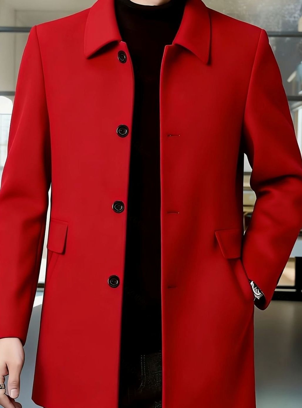 Men's Wool Single-Breasted Relaxed-Fit Overcoat
