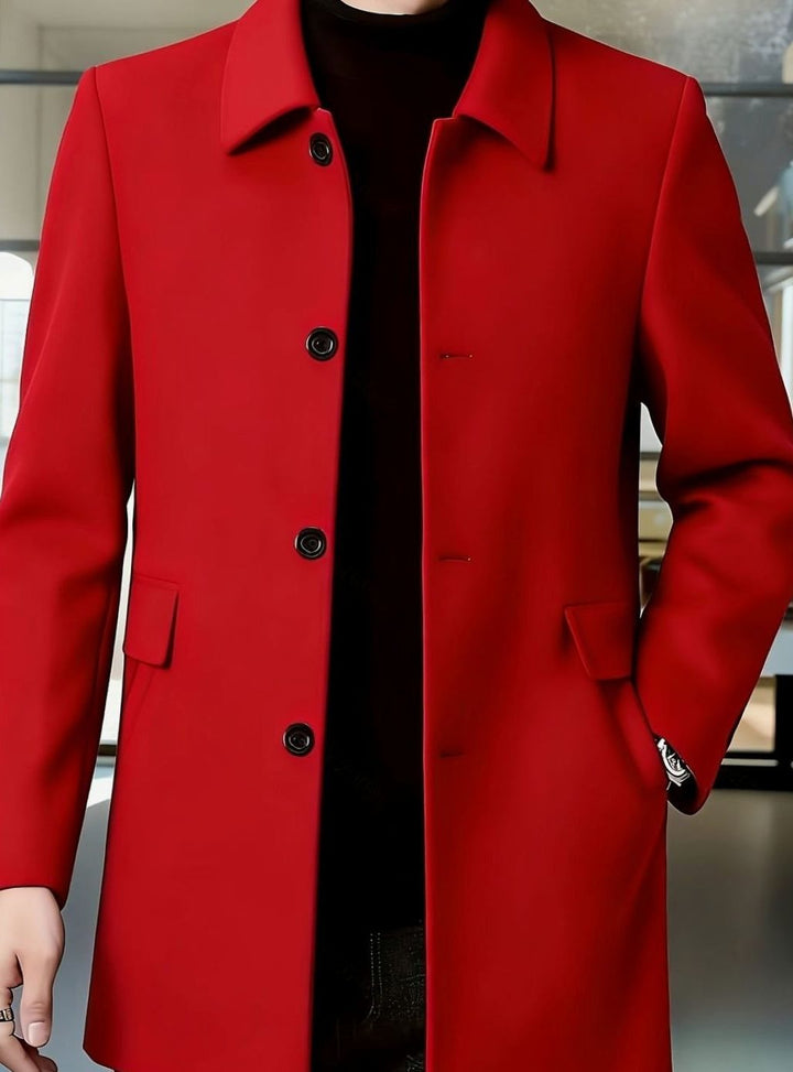 Men's Wool Single-Breasted Relaxed-Fit Overcoat