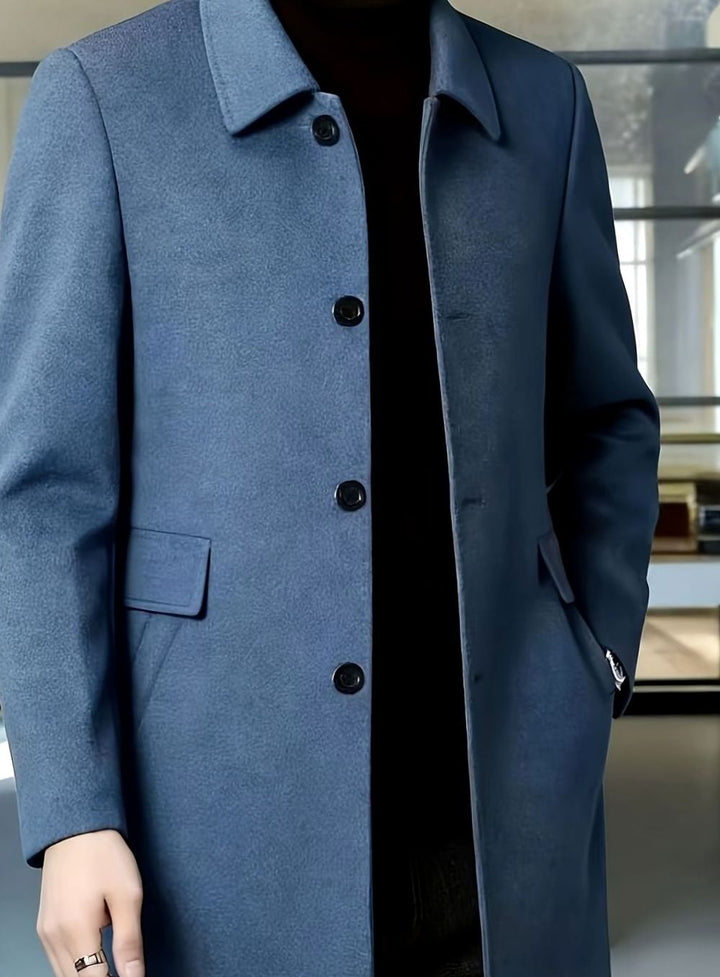Men's Wool Single-Breasted Relaxed-Fit Overcoat