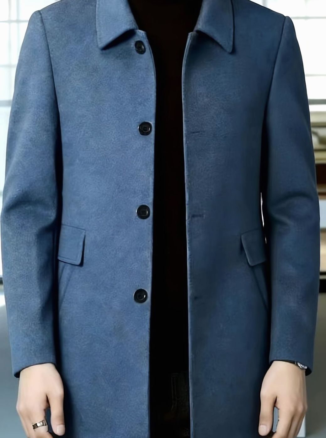 Men's Wool Single-Breasted Relaxed-Fit Overcoat