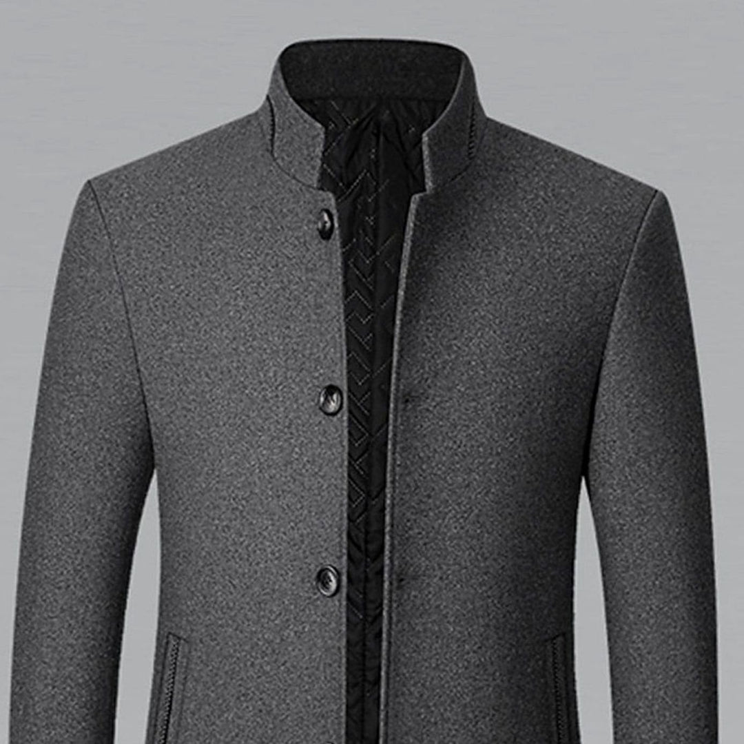 Men's Wool Stand-Collar Tailored Overcoat