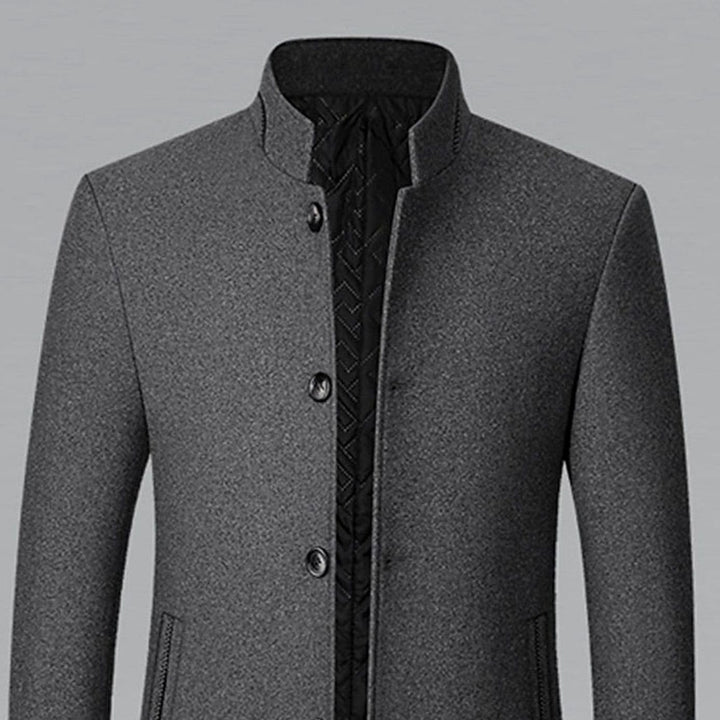 Men's Wool Stand-Collar Tailored Overcoat