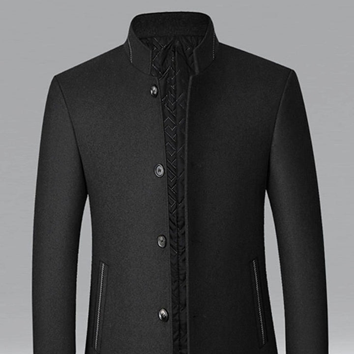 Men's Wool Stand-Collar Tailored Overcoat