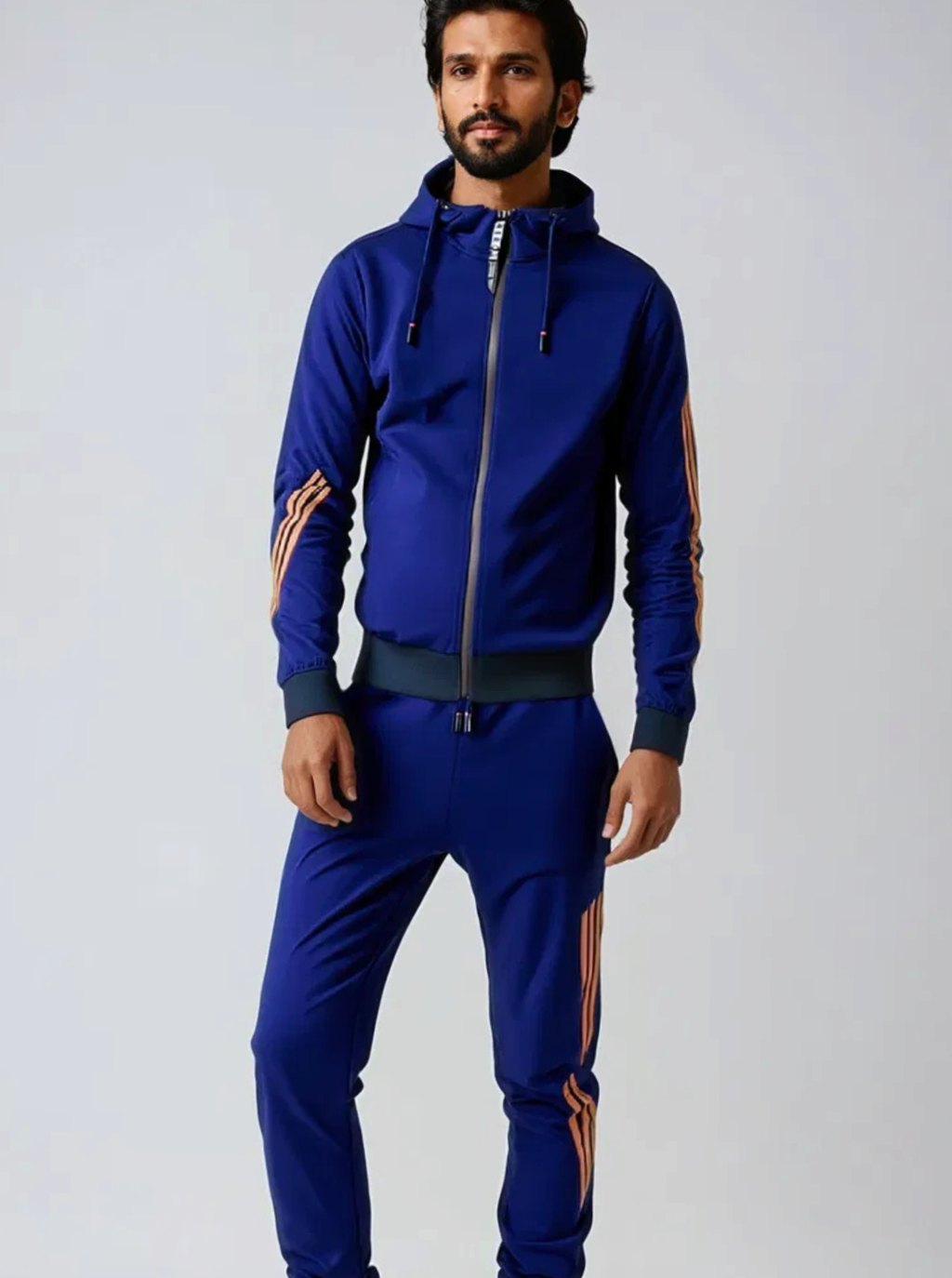 Men's Zip-Up Casual Hoodie Slim Jogger Tracksuit Set
