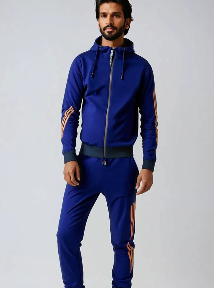 Men's Zip-Up Casual Hoodie Slim Jogger Tracksuit Set