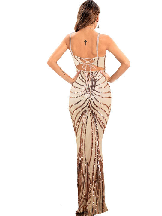 Victoria | Women's Strapless Sequin Cape Mermaid Evening Gown