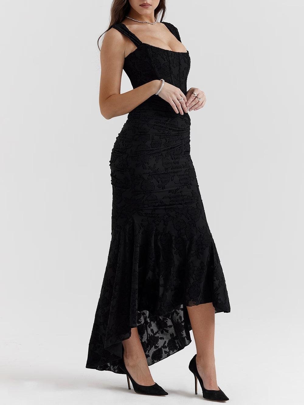Mother of the Bride Dress Corset Jacquard Lace Mermaid Midi