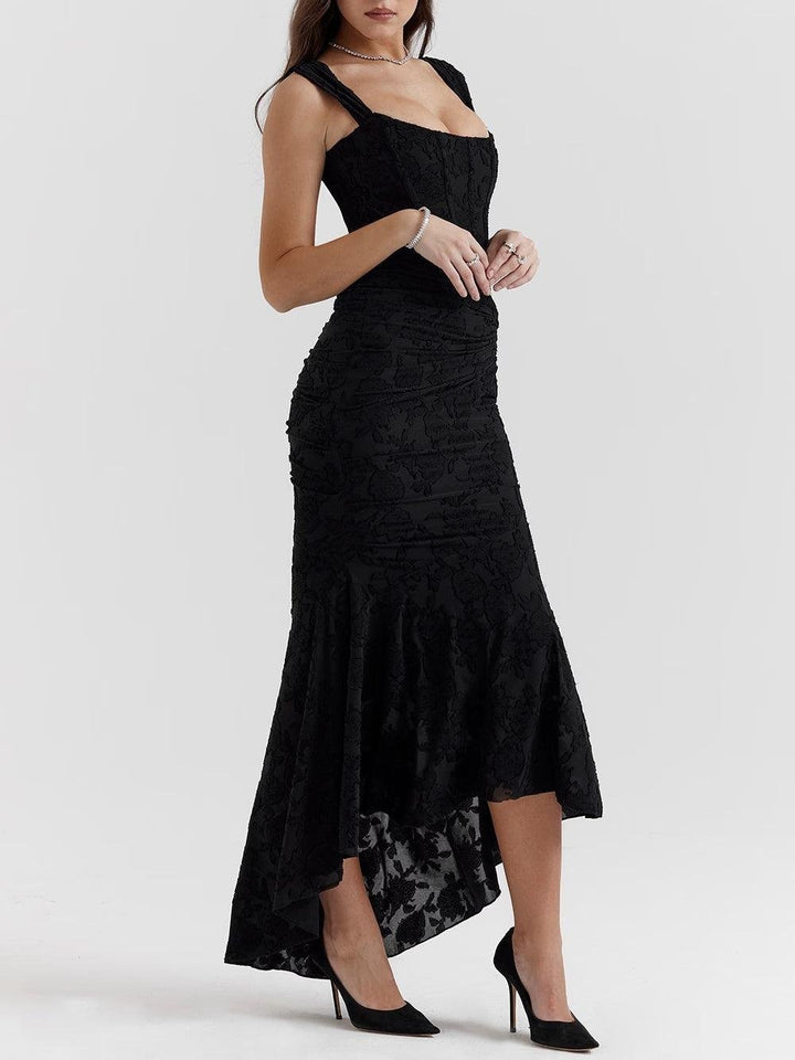 Mother of the Bride Dress Corset Jacquard Lace Mermaid Midi