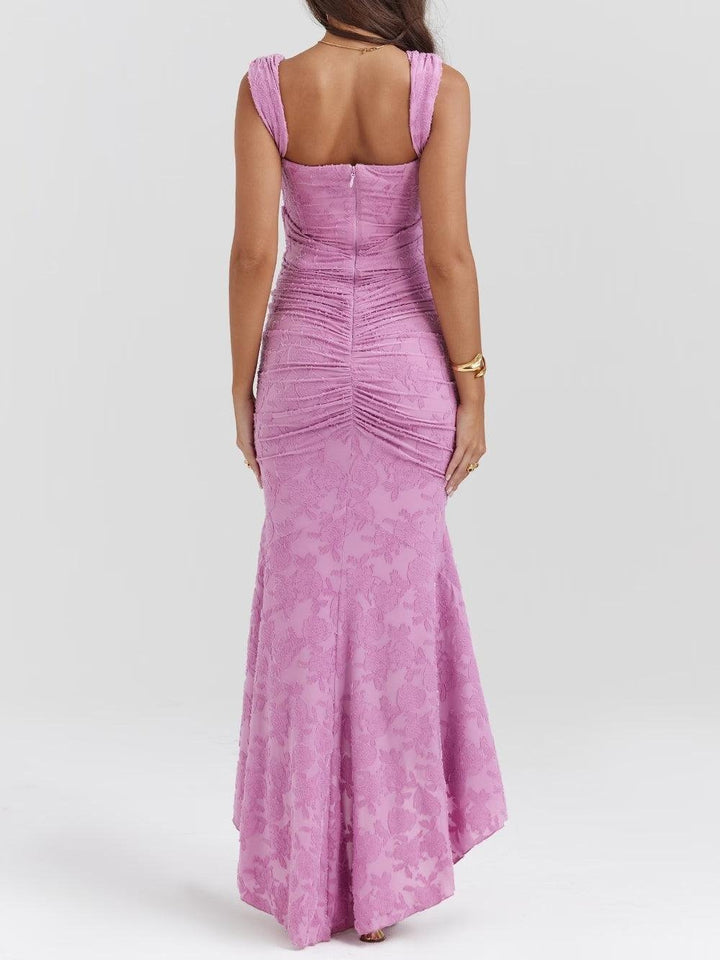 Mother of the Bride Dress Corset Jacquard Lace Mermaid Midi