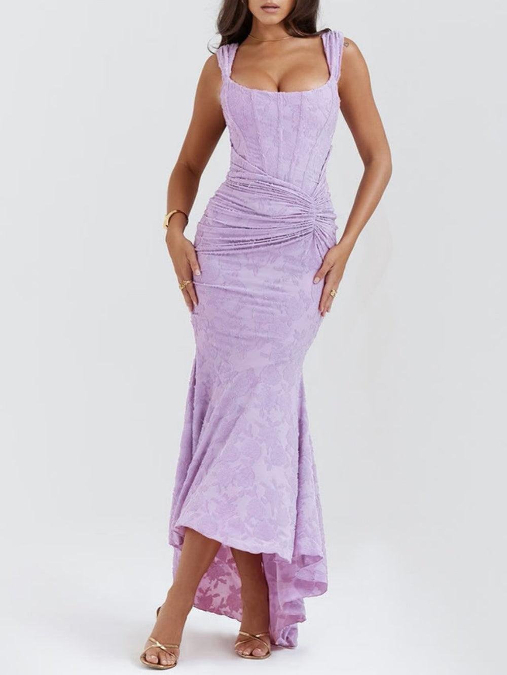 Mother of the Bride Dress Corset Jacquard Lace Mermaid Midi