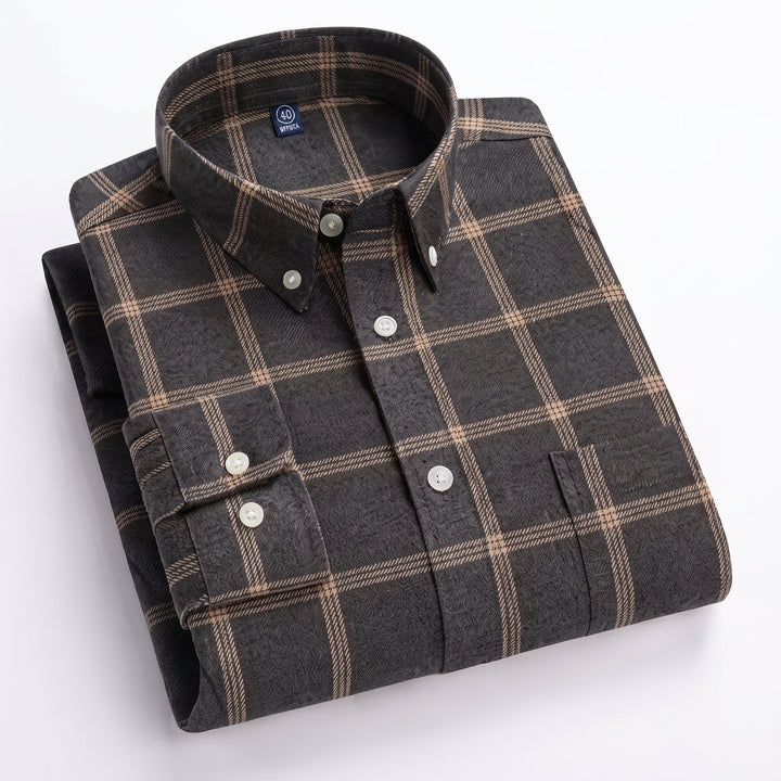 Matthew | Men's Plaid Long-Sleeve Button-Down Shirt