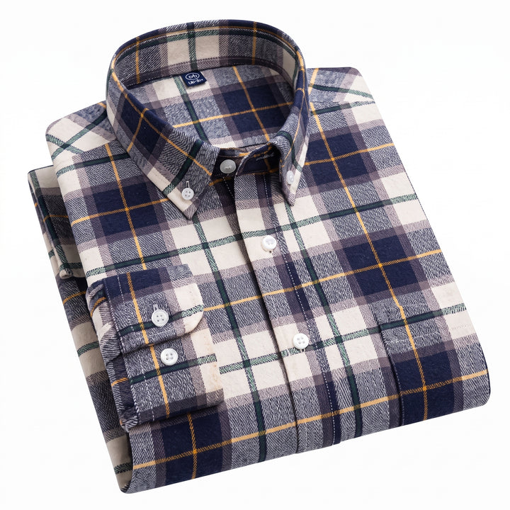 Matthew | Men's Plaid Long-Sleeve Button-Down Shirt