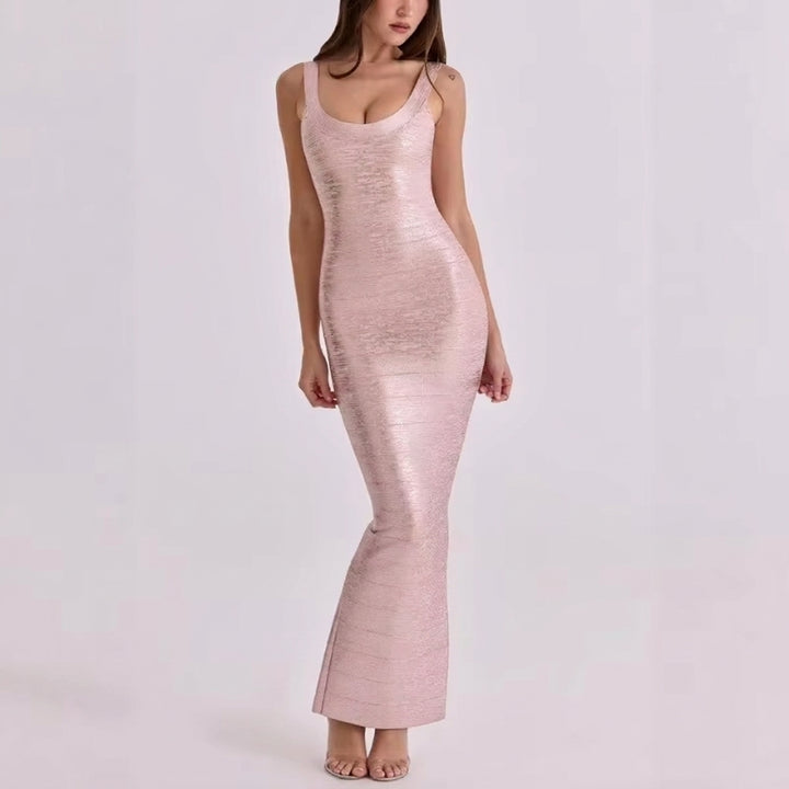 Evelyn | Women's Scoop-Neck Bandage Maxi Dress Figure-Sculpting Evening Gown