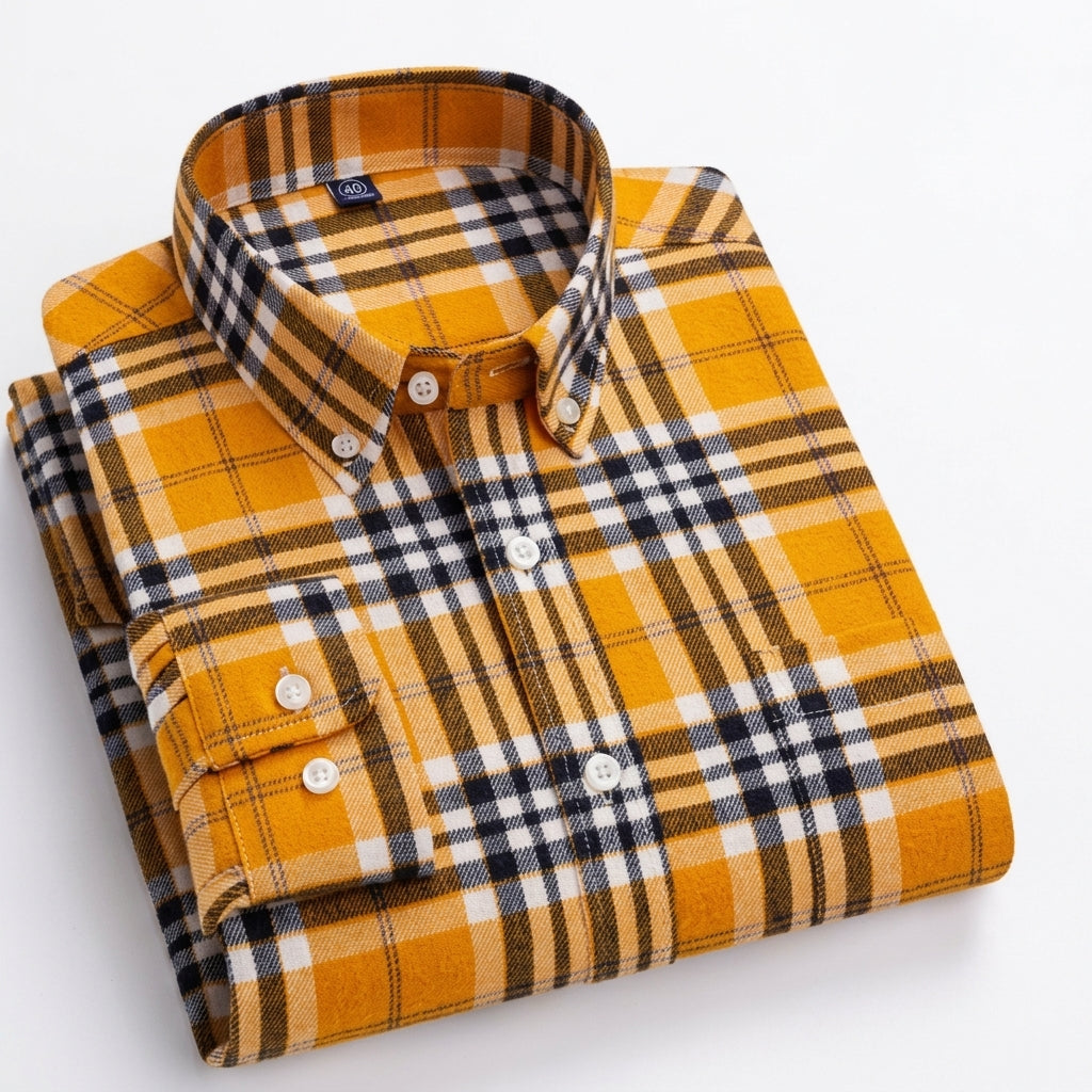 Matthew | Men's Plaid Long-Sleeve Button-Down Shirt