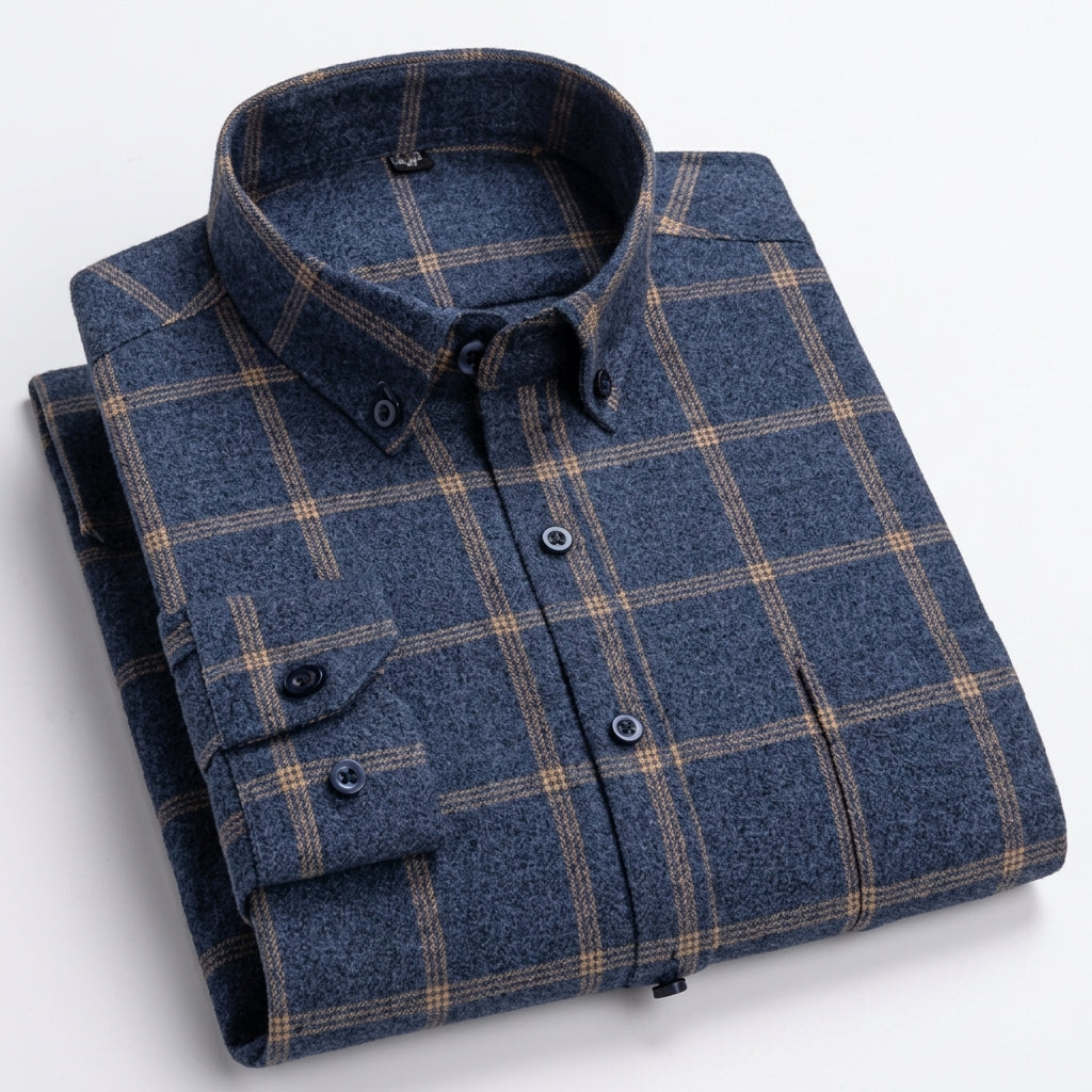 Matthew | Men's Plaid Long-Sleeve Button-Down Shirt