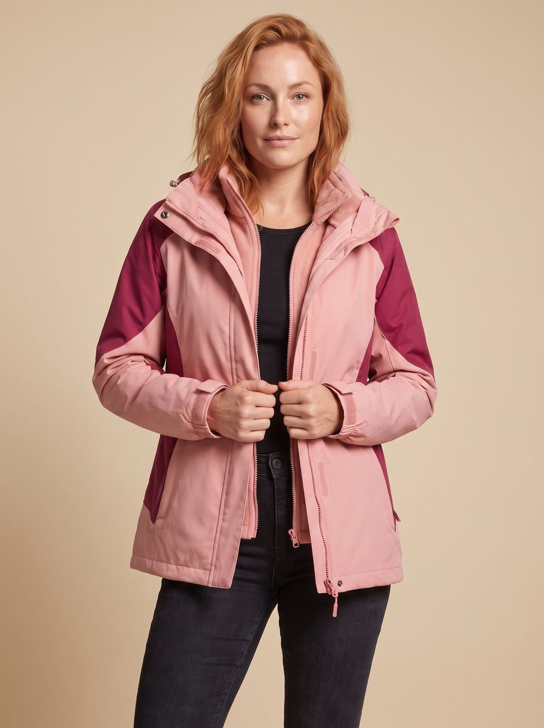 Women's 2-in-1 Hooded Softshell Fleece Outdoor Jacket