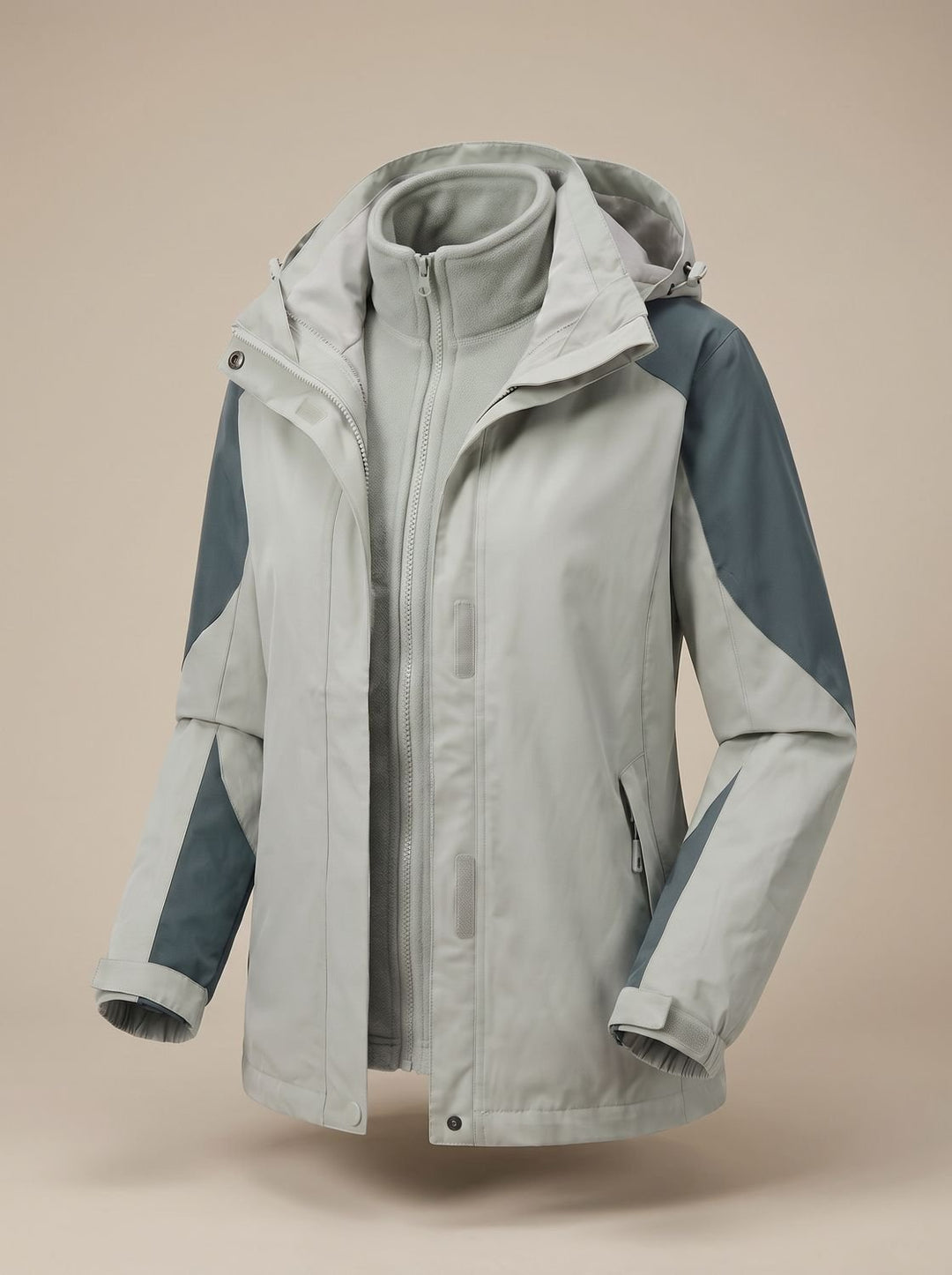 Women's 2-in-1 Hooded Softshell Fleece Outdoor Jacket - Women's Softshell Jacket Pea Green