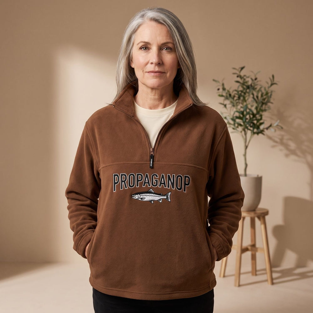 Women's Aztec Print Half-Zip Collar Pullover Sweater - Brown
