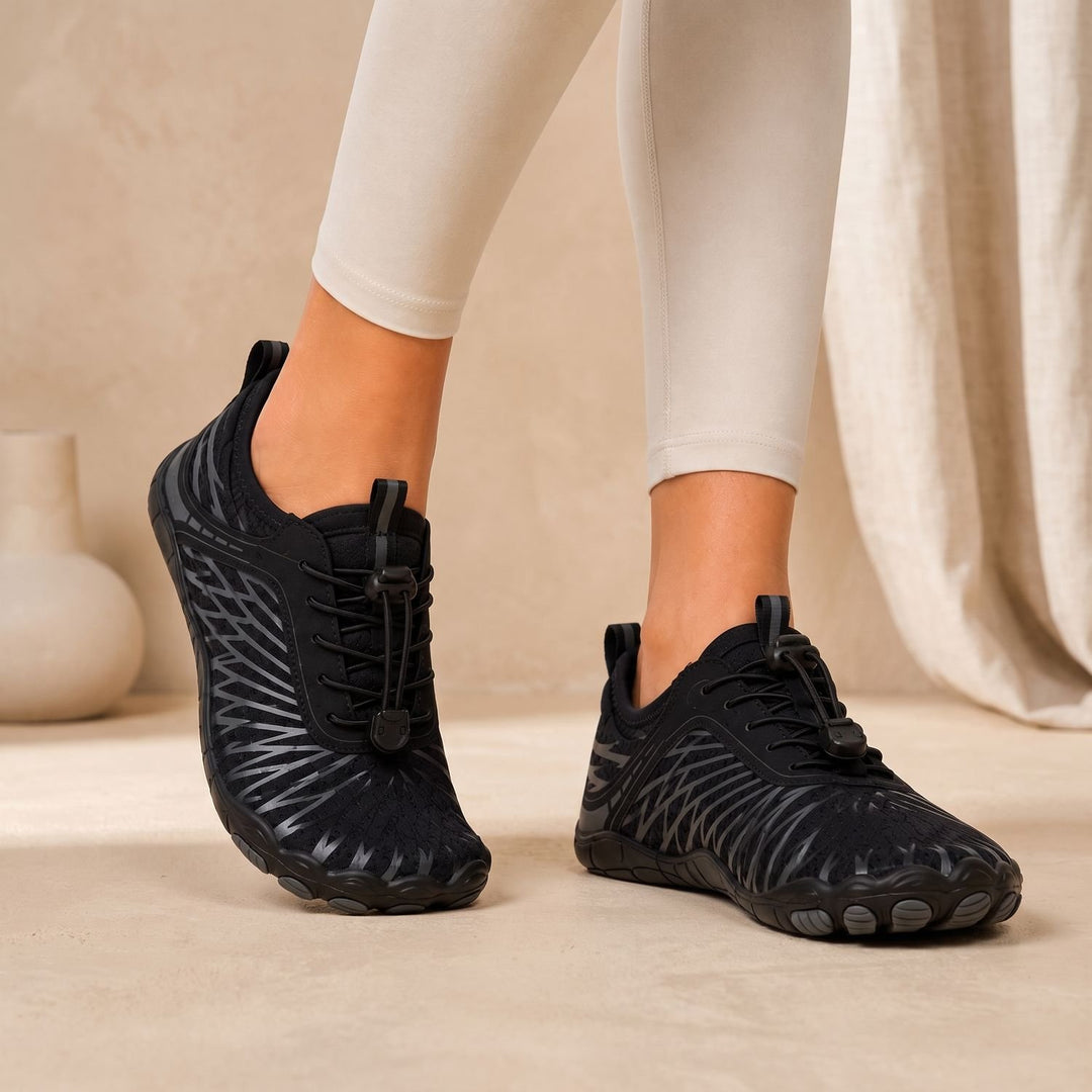 Women's Barefoot Wide Toe Box Lightweight Anti-Slip Walking Sneakers - Black