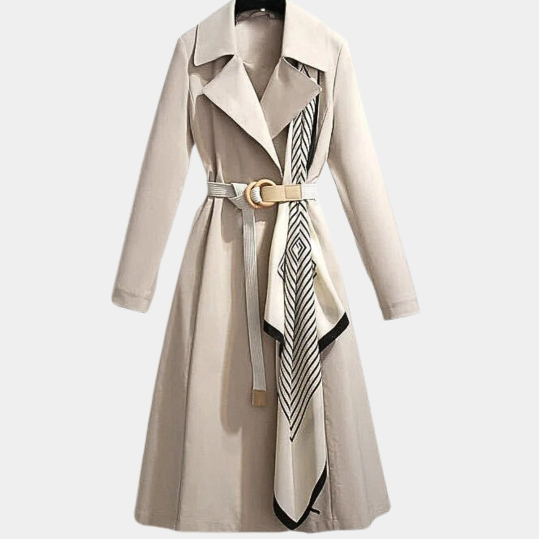 Women's Belted Classic Midi Trench Coat - Beige