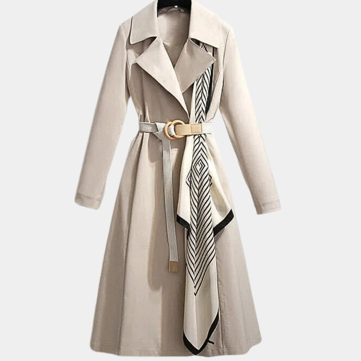 Women's Belted Classic Midi Trench Coat - Beige
