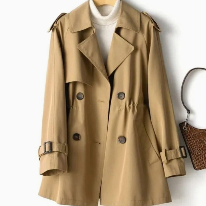 Women's Belted Double-Breasted Trench Coat Notch-Lapel Epaulette - Brown