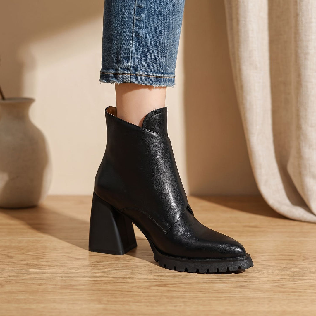 Women's Block-Heel Metal-Buckle Chelsea Ankle Boots