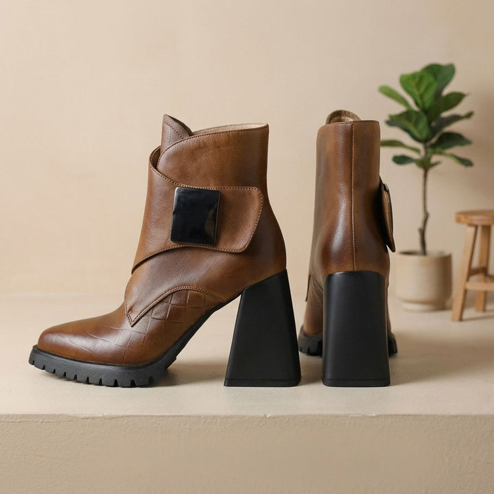 Women's Block-Heel Metal-Buckle Chelsea Ankle Boots