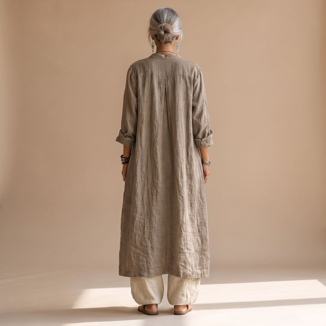 Women's Bohemian Linen Two Piece Set Wide-Leg Pants Tunic