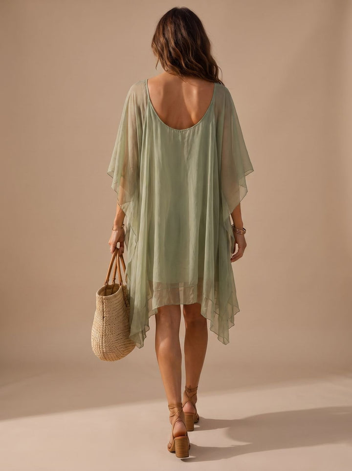 Women's Boho Flowy Chiffon V-Neck Mini Dress