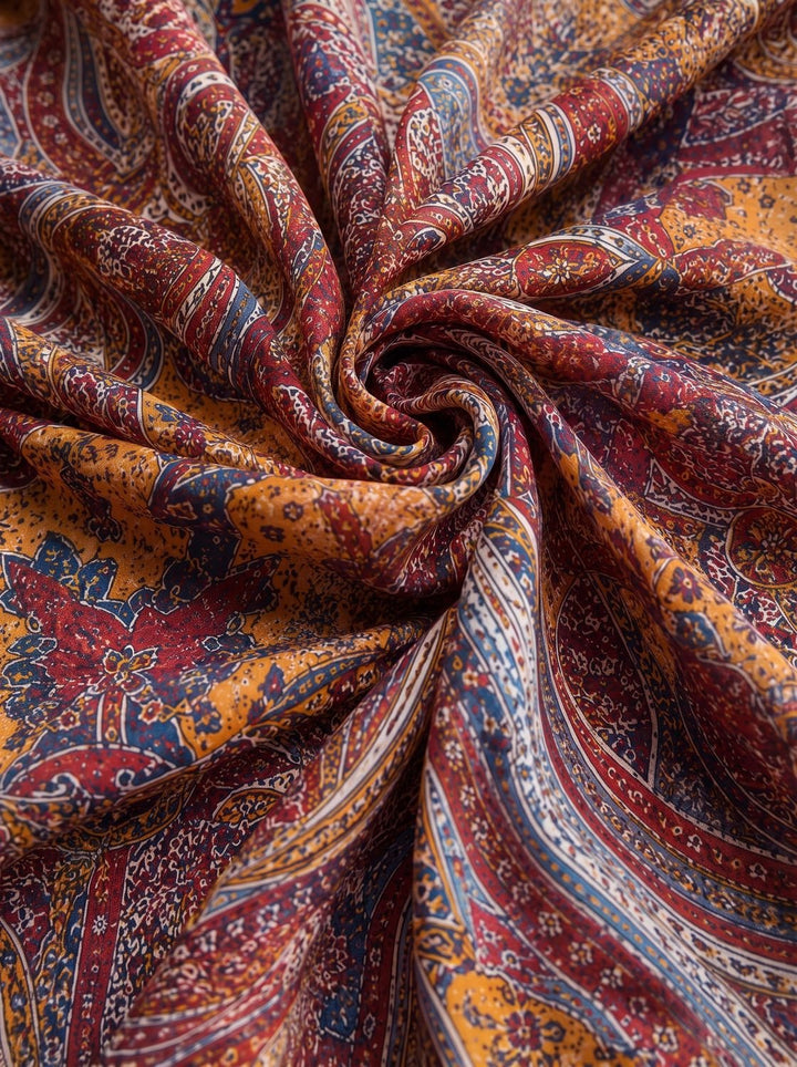 Women's Boho Paisley Flowy Long-Sleeve Maxi Dress
