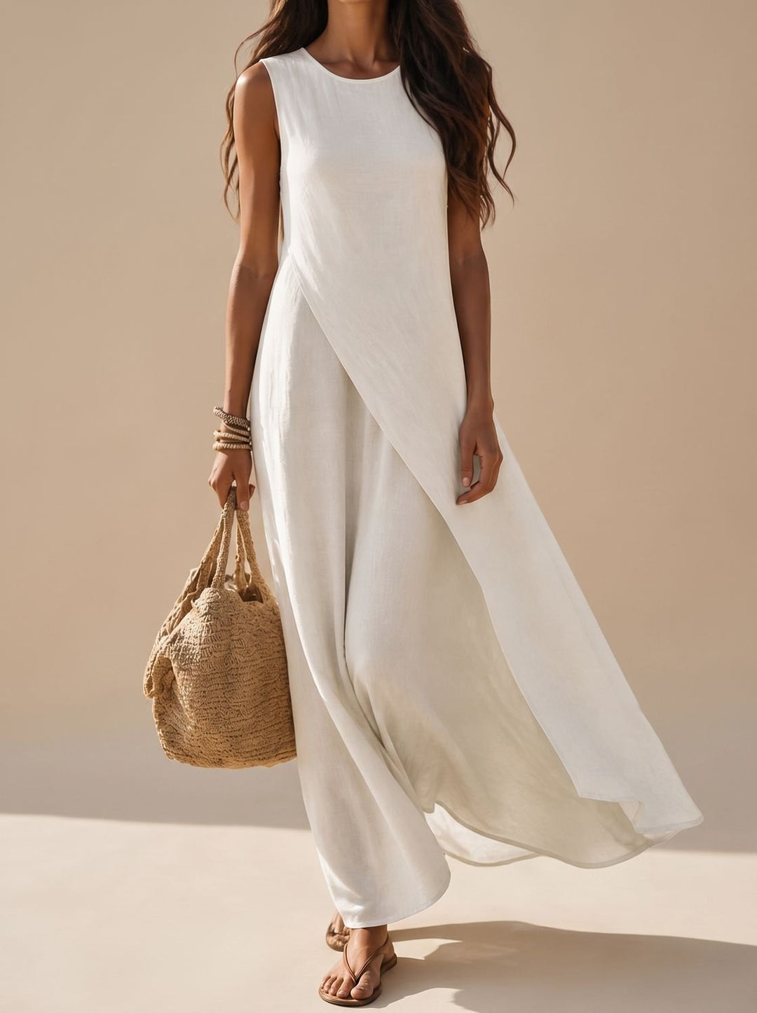 Women's Boho Sleeveless Fluid Maxi Dress