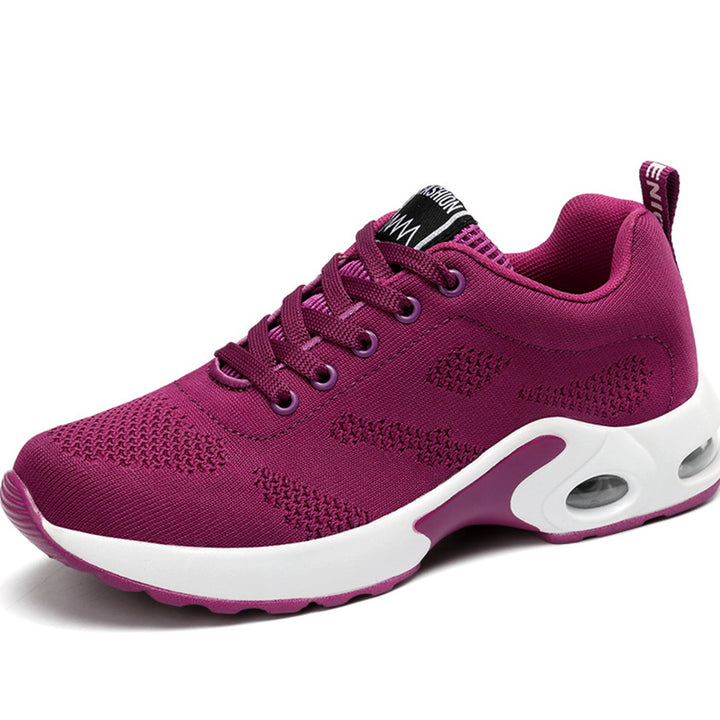 Women's Breathable Mesh Air-Cushion Lace-Up Running Shoes - Purple
