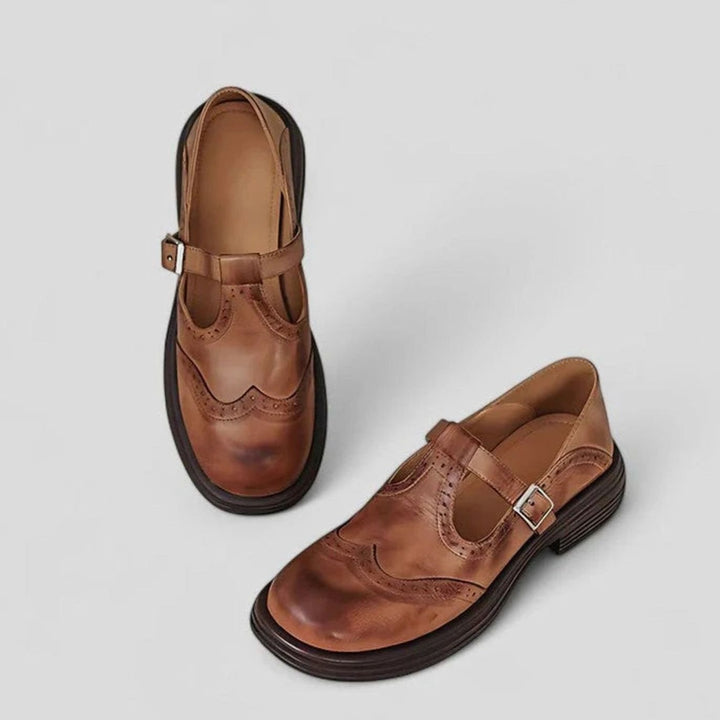 Women's Brogue Leather T-Strap Classic Boots