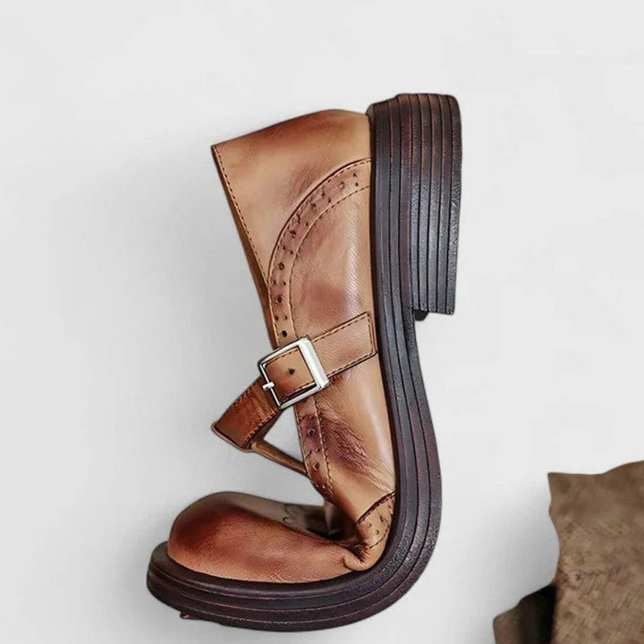 Women's Brogue Leather T-Strap Classic Boots