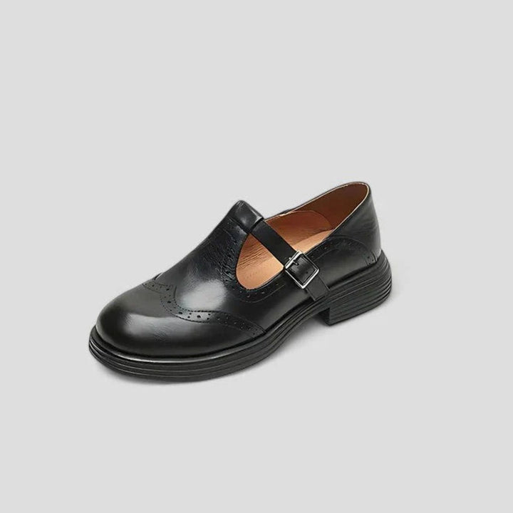 Women's Brogue Leather T-Strap Classic Boots