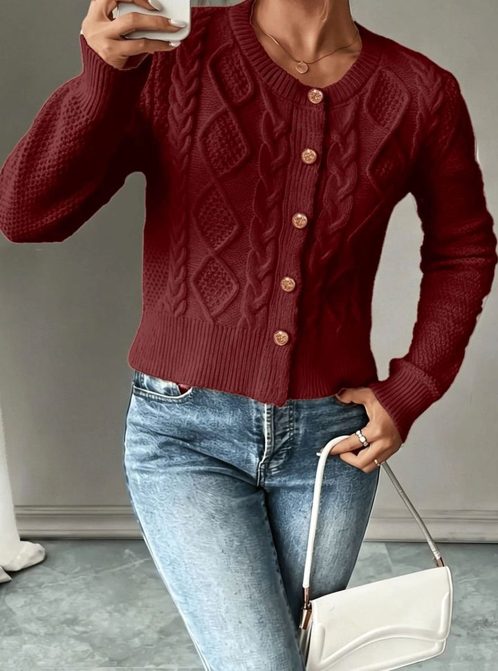 Women's Cable-Knit Button-Front Cropped Cardigan