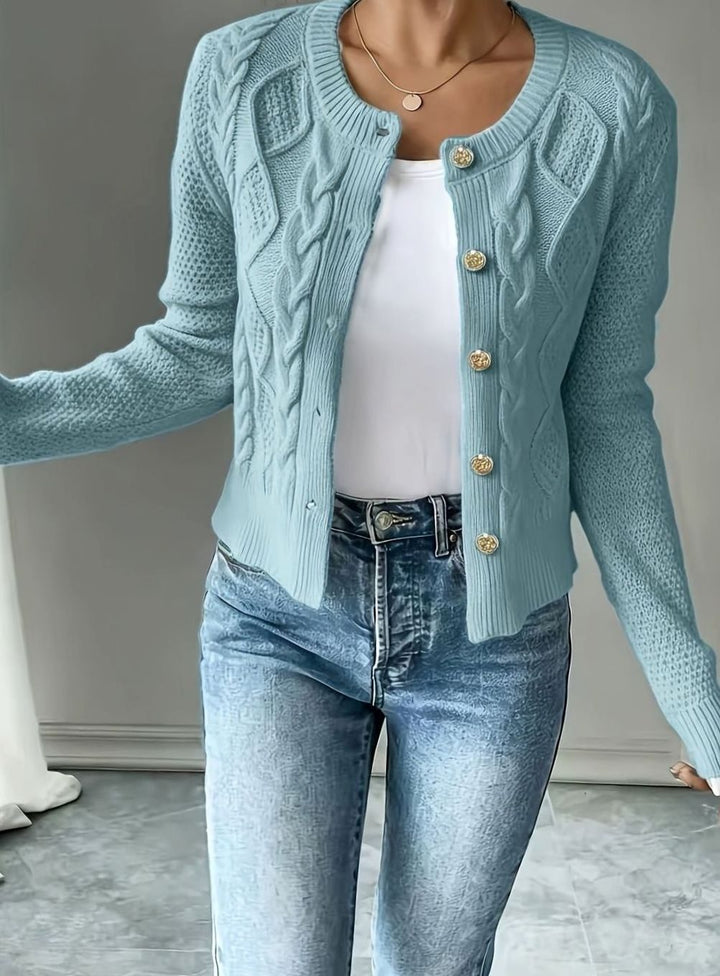 Women's Cable-Knit Button-Front Cropped Cardigan