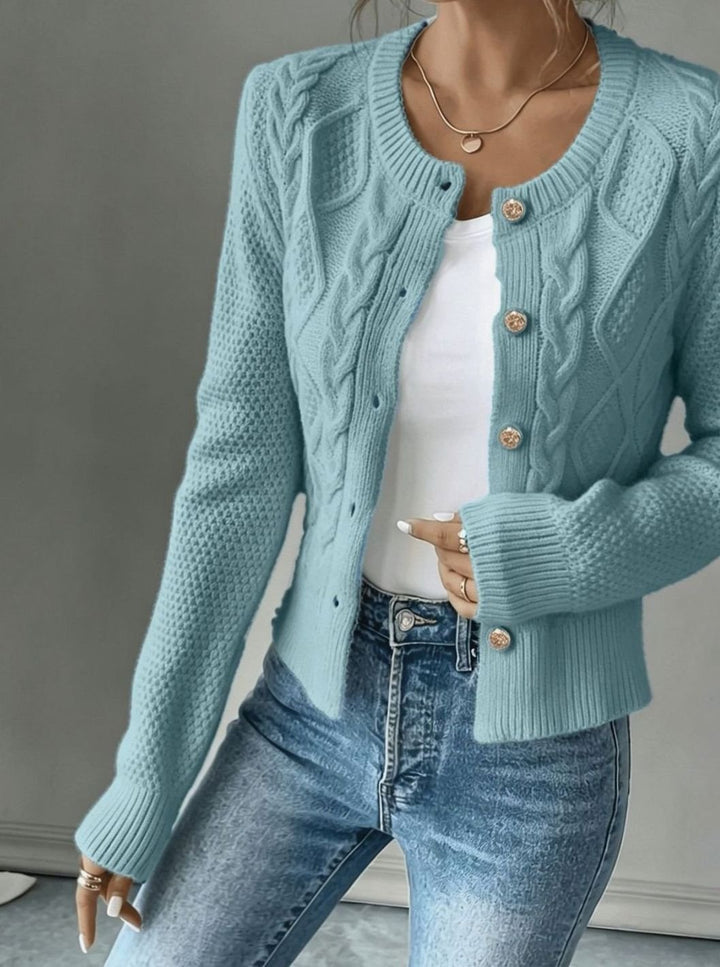 Women's Cable-Knit Button-Front Cropped Cardigan