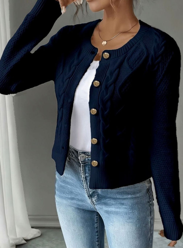 Women's Cable-Knit Button-Front Cropped Cardigan