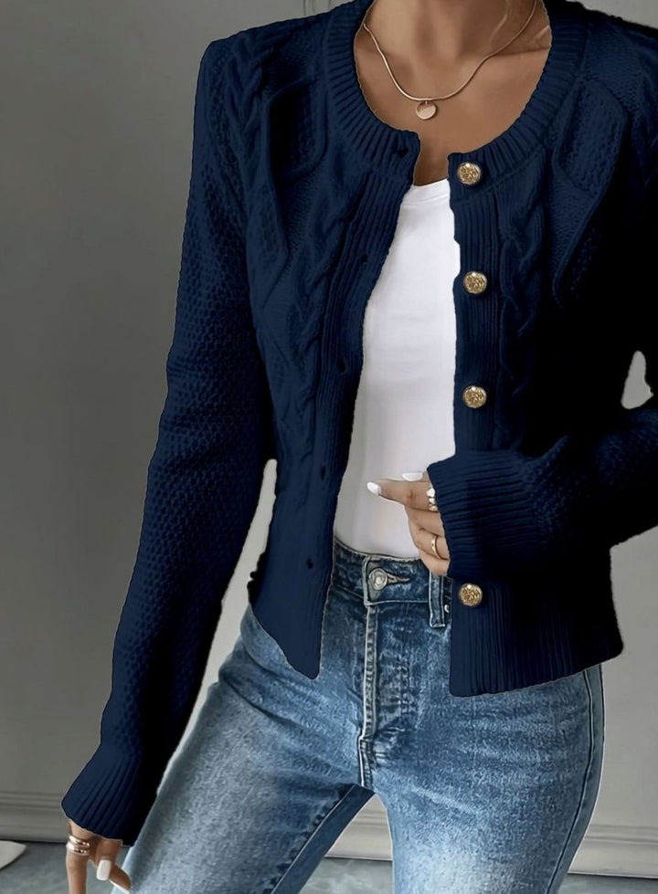 Women's Cable-Knit Button-Front Cropped Cardigan