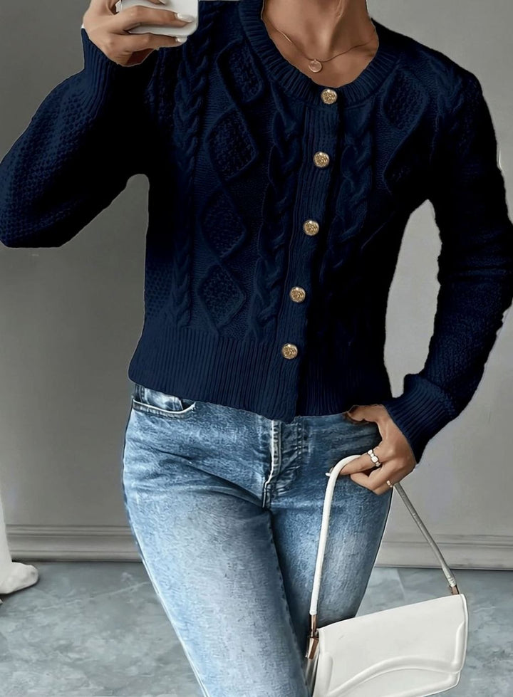 Women's Cable-Knit Button-Front Cropped Cardigan
